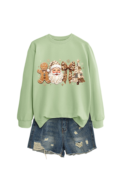Unisex Fall Clothing Christmas Santa Bow Sweatshirt