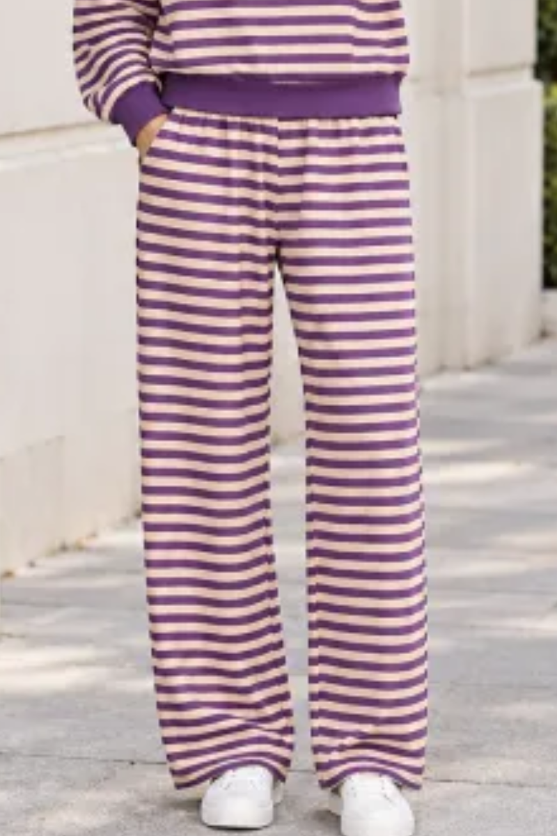 Women All Season Striped Straight Leg Lounge Pants