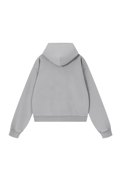 Men Fall Washed Vintage Boxy Double Zip Hoodie