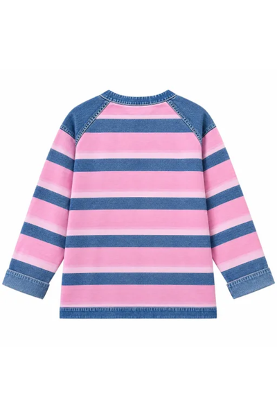 Women Fall Clothing Denim Plaid Patchwork Sweatshirt