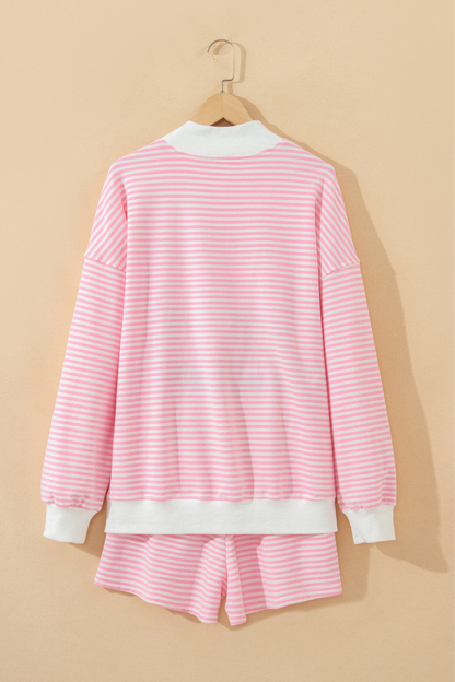 Women's Winter Casual Striped Long Sleeve Two Piece Set