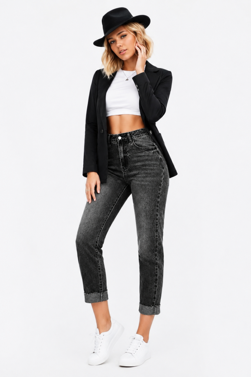 Women's High Waist Stretch slim Straight Leg Jeans