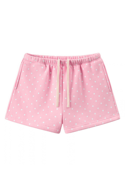 Women Summer Polka Dot Soft Drawstring Pocket Casual Shorts