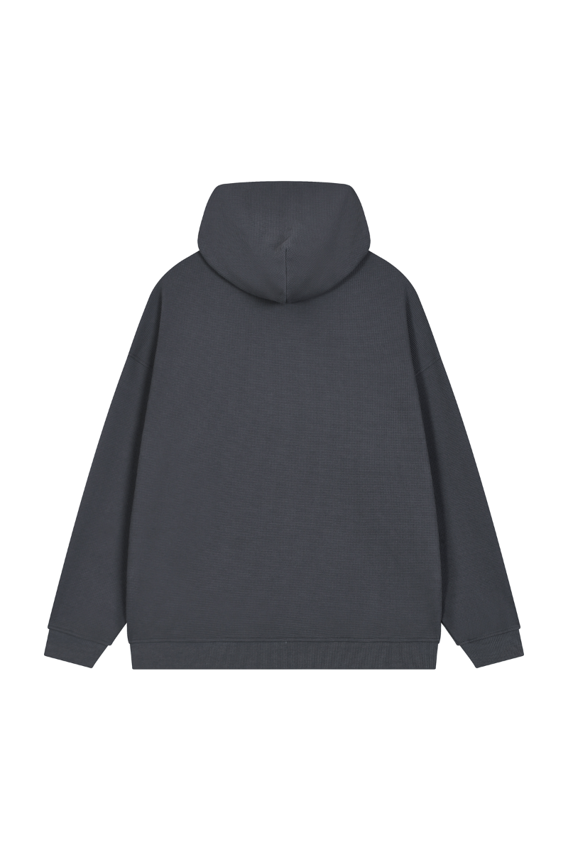 Men's Fall Waffle-Texture Drop-Shoulder Pullover Hoodie