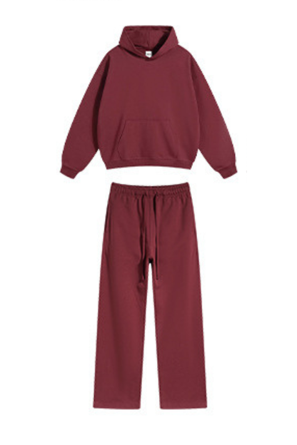 Men's Fall Winter 430g Terry Drawstring Hoodie Set