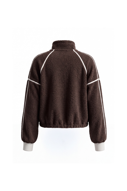 Unisex Fall Clothing Half-Zip Colorblock Sherpa Jacket