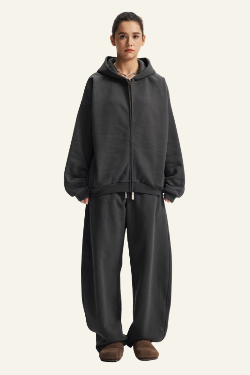 Women's Set:Fleece-lined Zipper Jacket & Curved-blade Pants