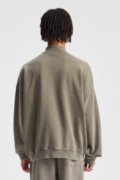 Men's Cotton Streetwear Wax-Dyed Washed Stand Collar Distressed Jacket