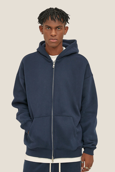 Men's Streetwear 350G Heavyweight Full Zipper Hooded Jacket