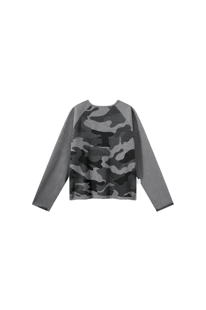 Unisex All Season Camo Waffle Raglan Long Sleeve Top