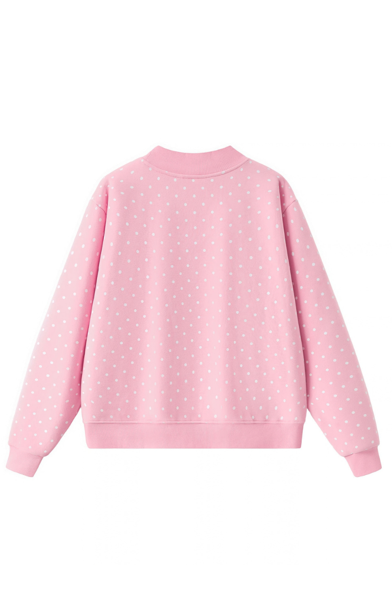 Women's Cozy Fleece Mock Neck Polka Dot Sweatshirt