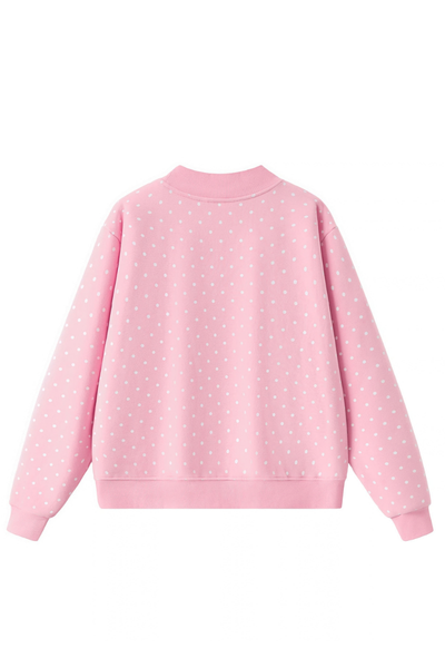 Women's Cozy Fleece Mock Neck Polka Dot Sweatshirt
