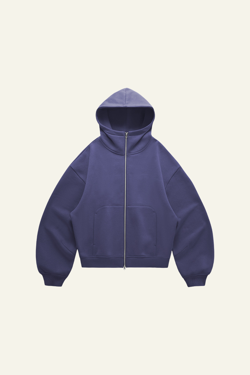 Women's   Streetwear Curved-Sleeve Boxy Hooded Jacket