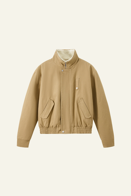 Men's Streetwear Detachable Collar Fleece Stand Jacket