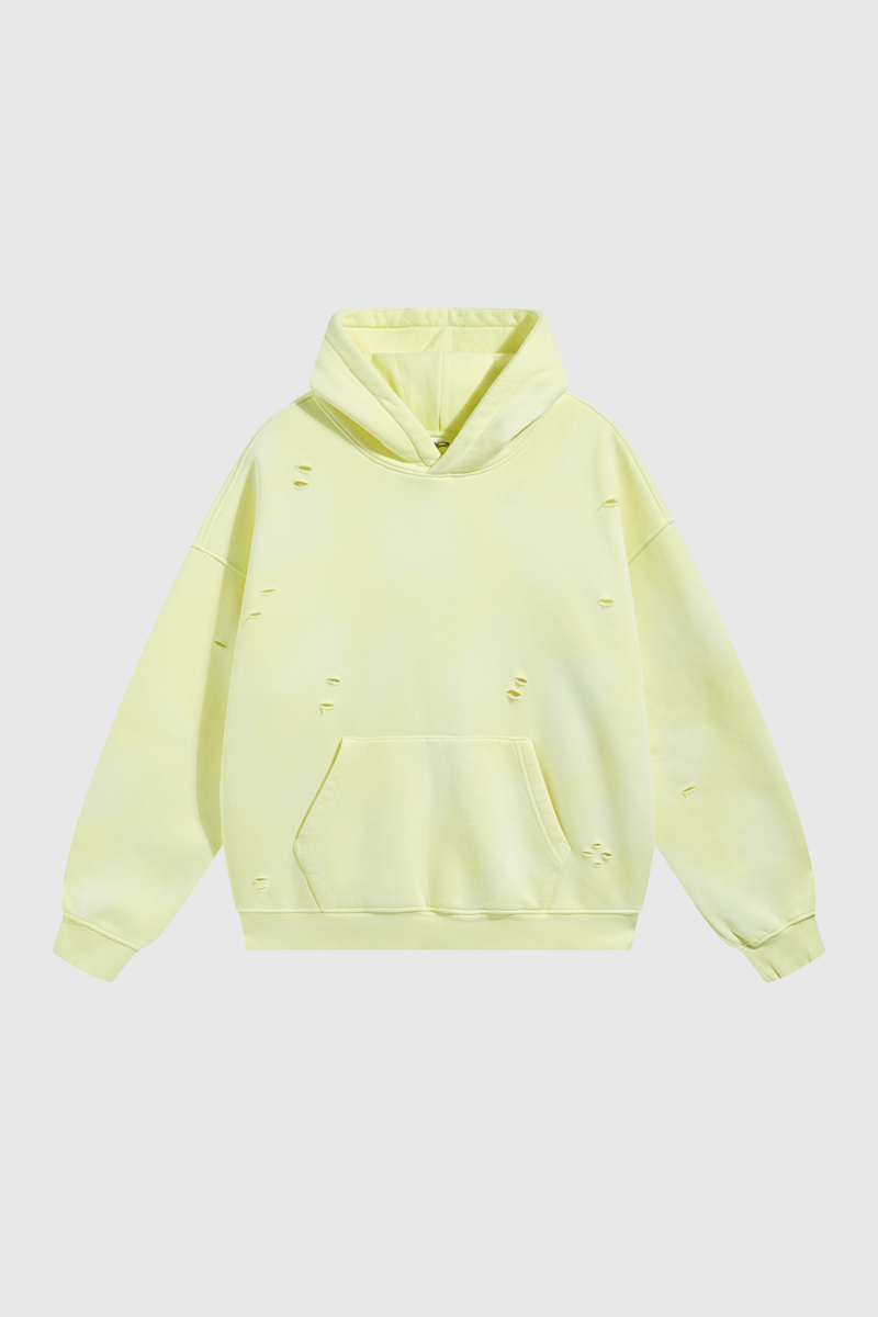 Men's Streetwear Washed 360G Heavyweight Cut Hoodie