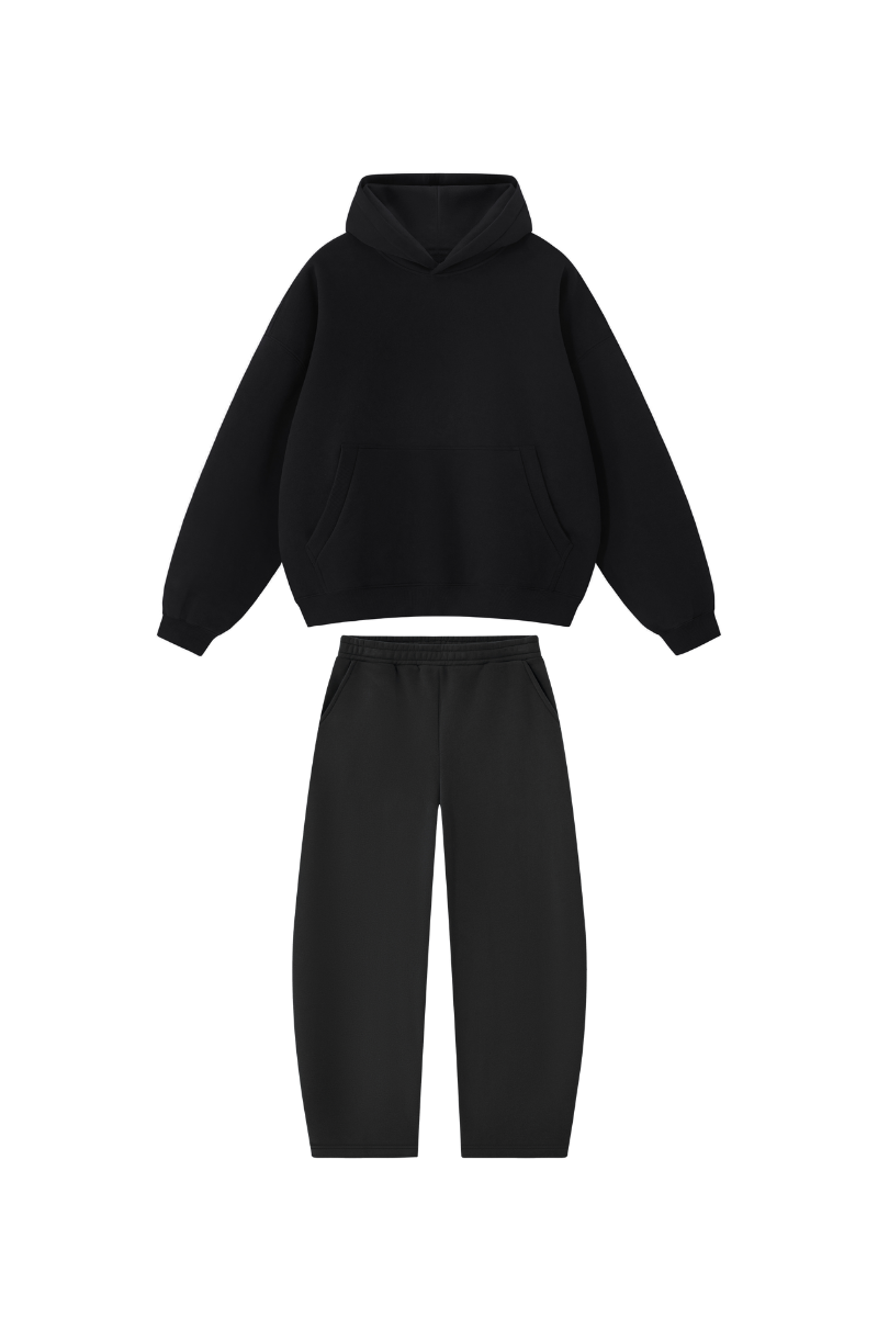 Unisex Fall Clothing Boxy Fleece Hoodie & Wide Pants Set