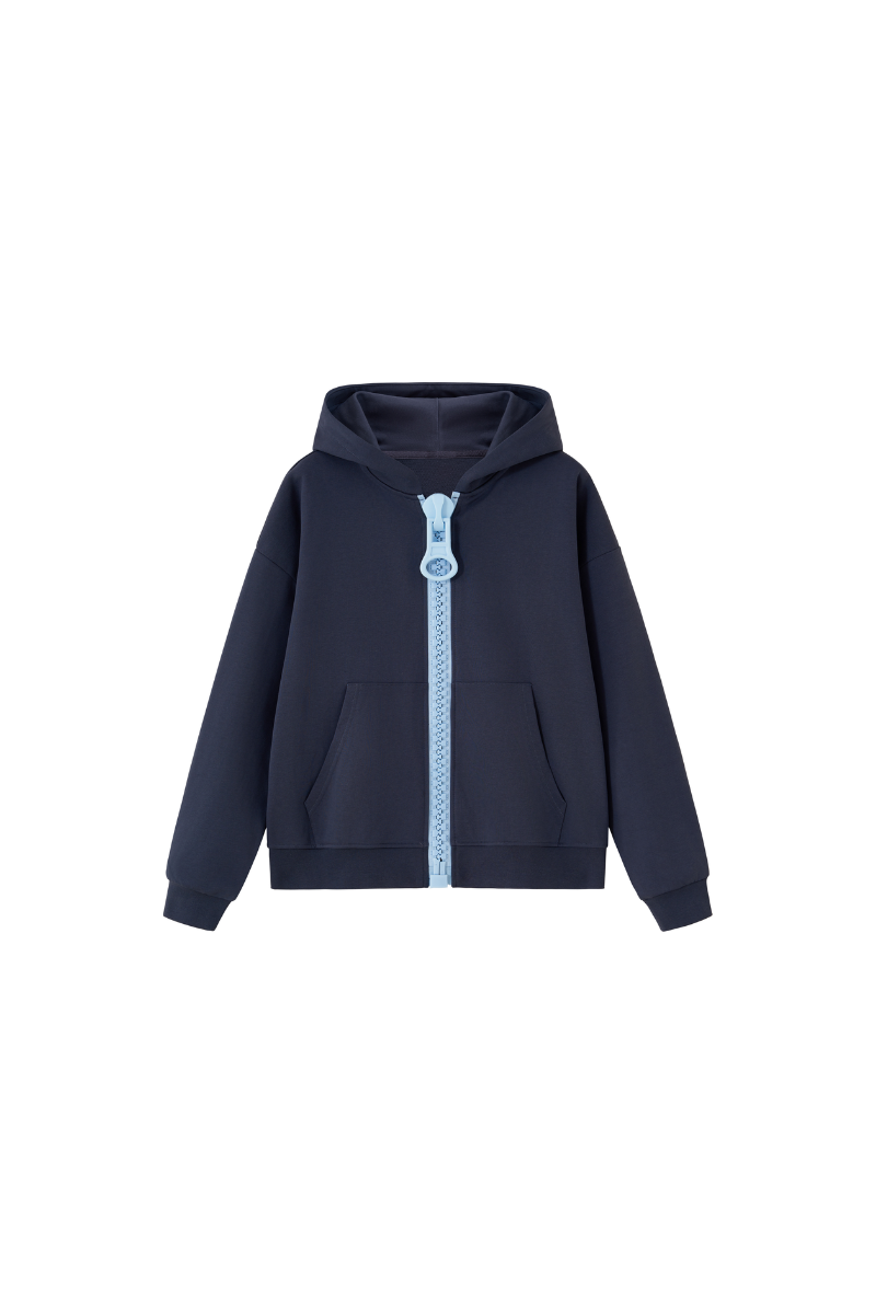 Unisex Fall Clothing Color Block Big Zip Cotton Hoodie