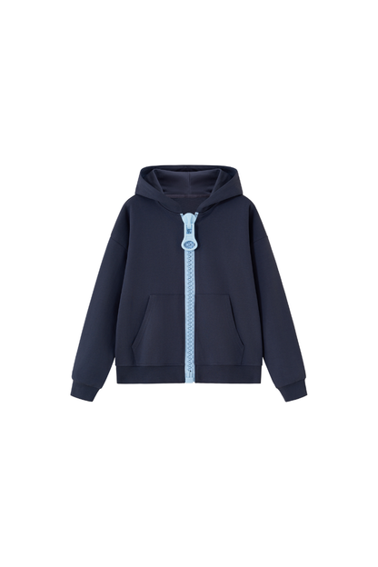 Unisex Fall Clothing Color Block Big Zip Cotton Hoodie