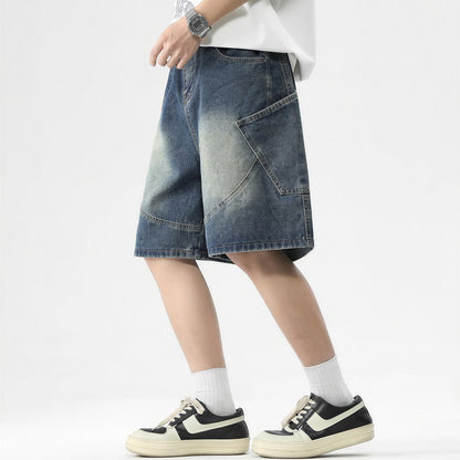 Men's Summer Gradient Wash Carpenter Baggy Denim Shorts