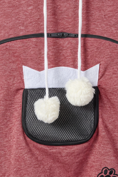 Unisex All Season Cat-Ear Drawstring Pet Pocket Hoodie