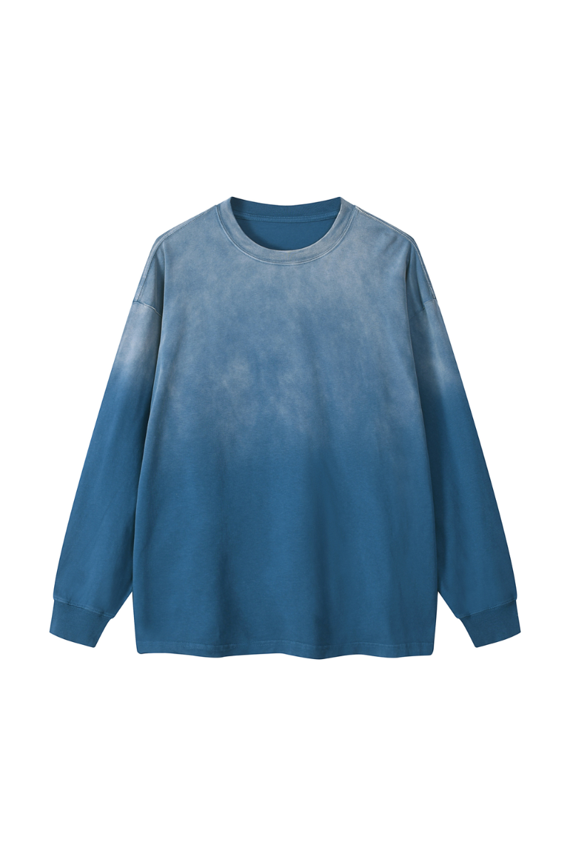 Men Fall Clothing Washed Loose Long Sleeve Cotton Top