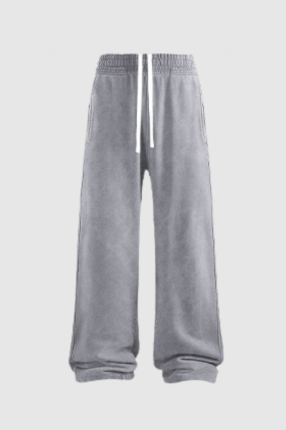 Men's Cotton  Streetwear Washed Distressed Wide Leg Pants