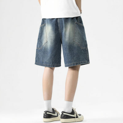 Men's Summer Gradient Wash Carpenter Baggy Denim Shorts