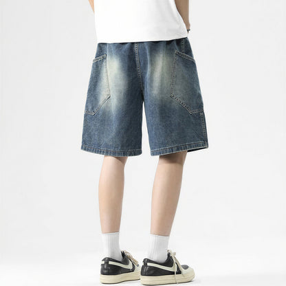 Men's Summer Gradient Wash Carpenter Baggy Denim Shorts