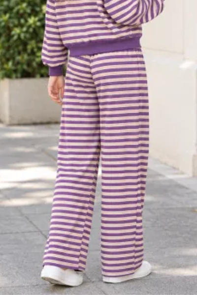 Women All Season Striped Straight Leg Lounge Pants