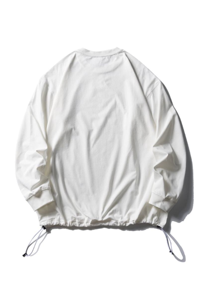 Women's Spring Drawstring-Hem Relaxed Long-Sleeve T-Shirt