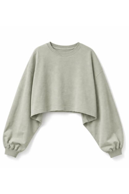 Women Spring Lightweight Cropped Batwing Long Sleeve Top
