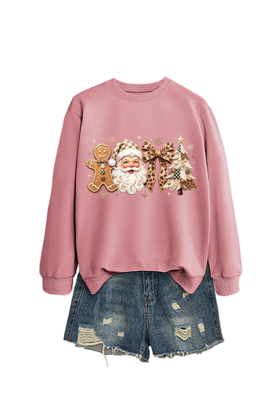 Unisex Fall Clothing Christmas Santa Bow Sweatshirt