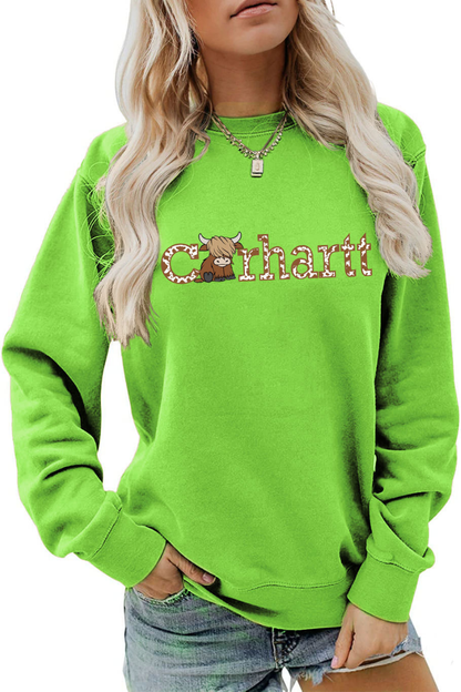 Women Winter Christmas Highland Cow Graphic Sweatshirt