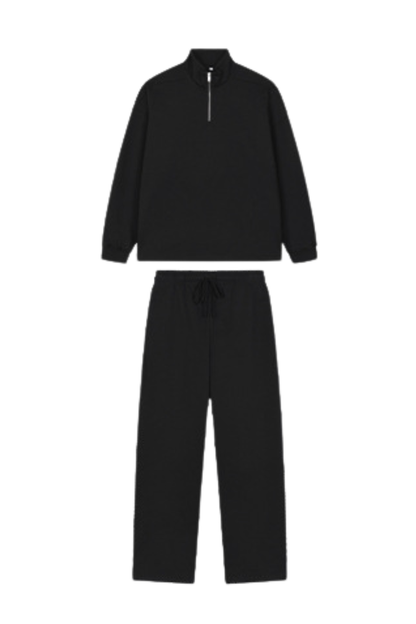 Men's Spring Summer 450g Half Zip Raw Edge Stand Collar Set