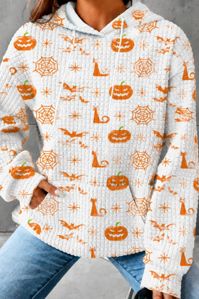Unisex Fall Clothing Halloween Waffle Knit Graphic Hoodie
