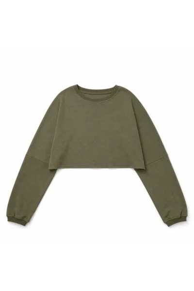 Women Spring Lightweight Cropped Drop Shoulder Workout Top
