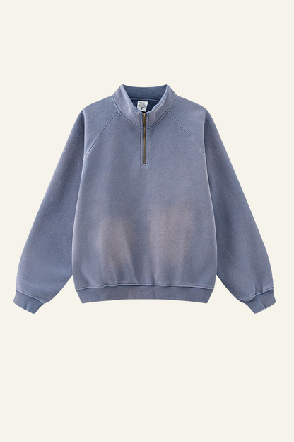 Men's Stand Collar Half Zipper Fleece-Lined Sweatshirt