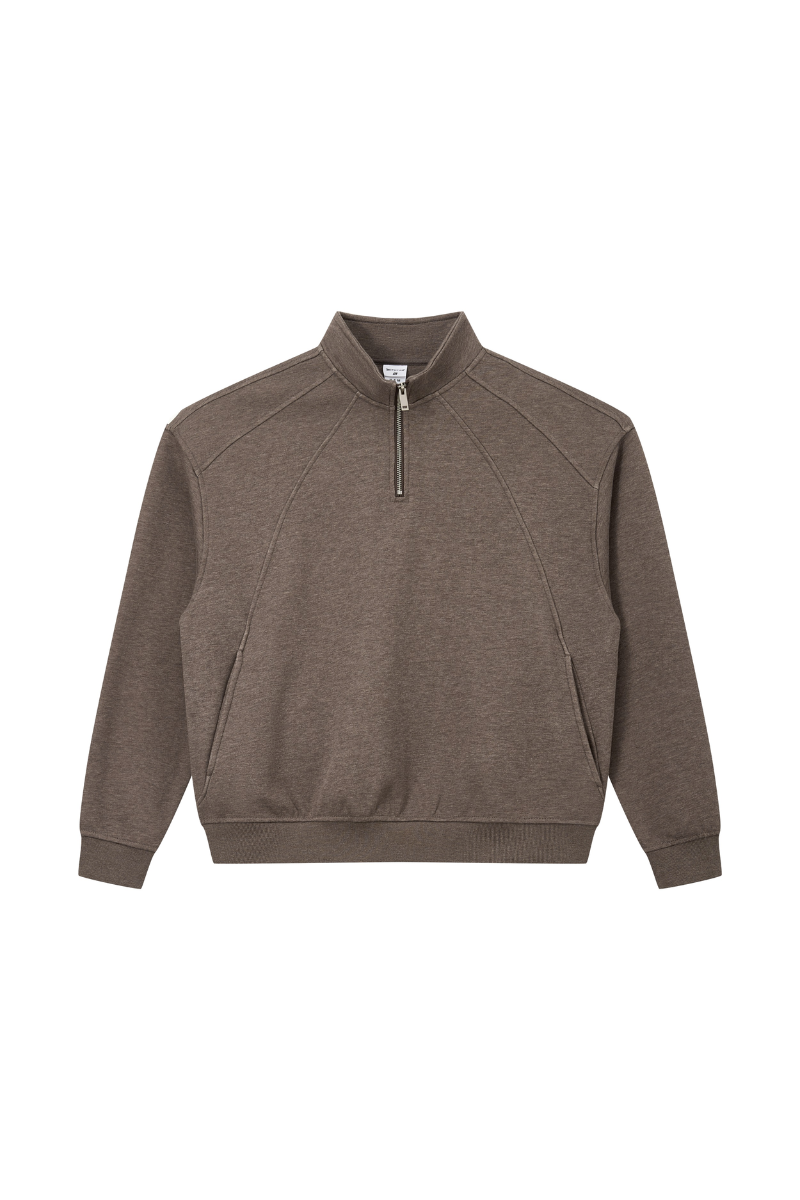 Women Fall Clothing Warm Heathered Half Zip Sweatshirt