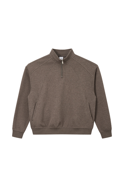 Women Fall Clothing Warm Heathered Half Zip Sweatshirt