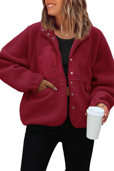 Women Fall Clothing Cozy Sherpa Fleece Utility Jacket