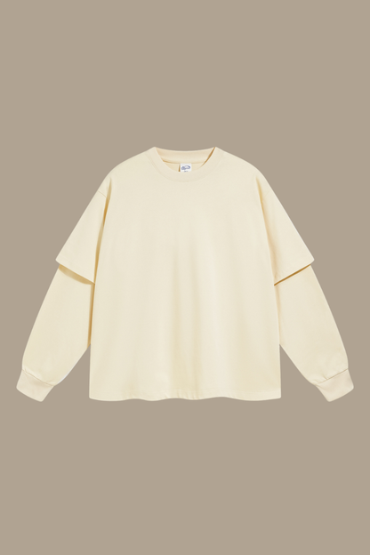 Women's Cotton Patchwork Faux Two-Piece Sweatshirt