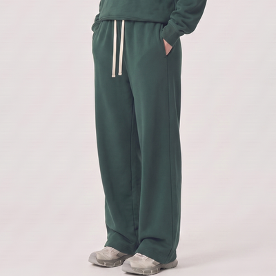 Unisex Spring Cotton Wide-Leg Drawstring Pocket Sweatpants