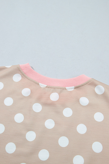 Women's Fall Polka Dot Colorblock Multi-Pocket 2 Piece Set