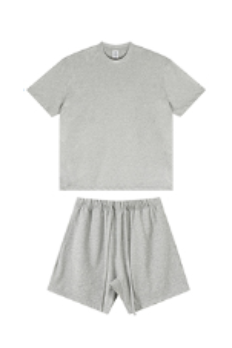 Men's Summer Heavy Solid Outdoor Street Tee & Shorts Set