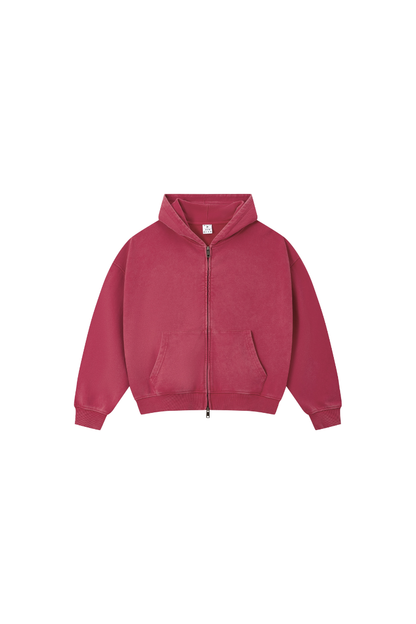 Unisex Fall Clothing Snow Wash Brushed Fleece Zip Hoodie