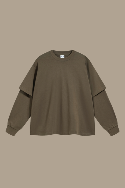Men's Cotton Patchwork Faux Two-Piece Sweatshirt