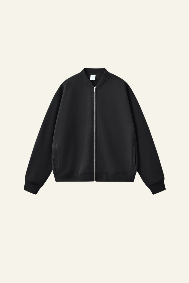 Men's Streetwear Stand Collar Fleece-Lined Zipper Jacket