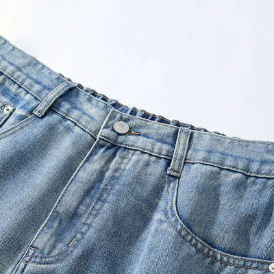 Men's Summer Gradient Wash Carpenter Baggy Denim Shorts