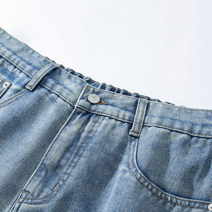 Men's Summer Gradient Wash Carpenter Baggy Denim Shorts