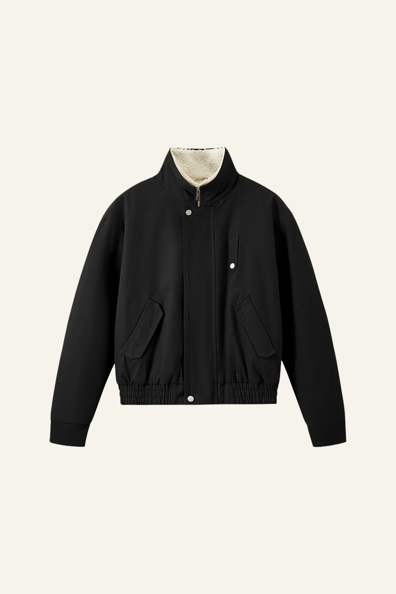 Women's Streetwear Detachable Collar Fleece Stand Jacket